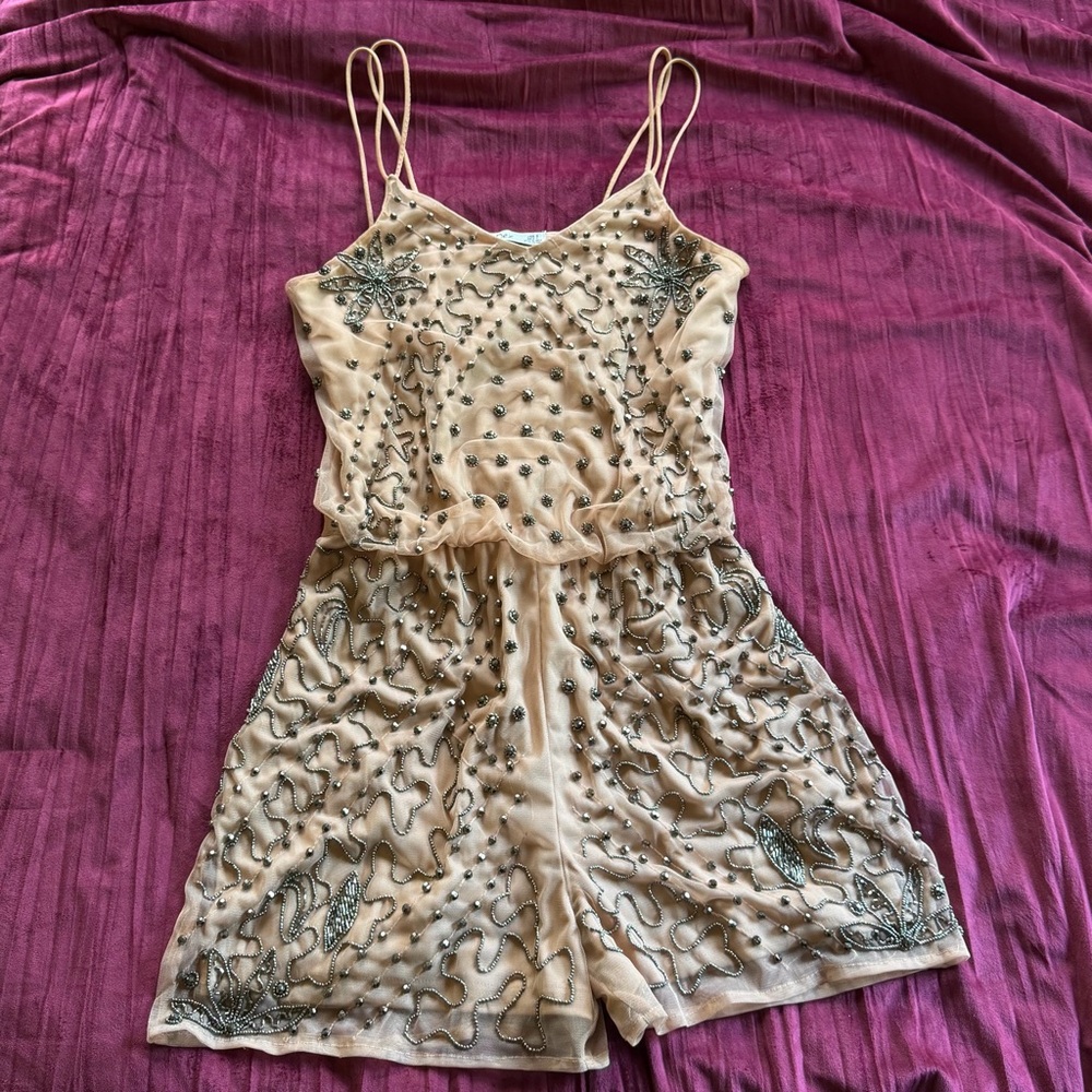 Beaded Spaghetti Strap Romper